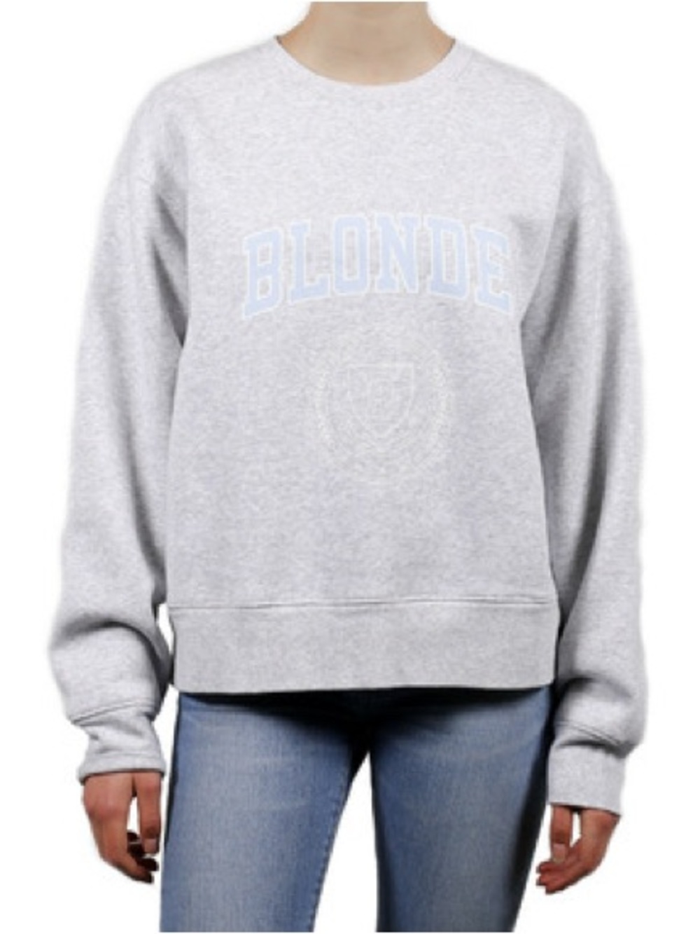 Brunette the Label Varsity Pebble Grey Step Sister Crew Neck Sweatshirt